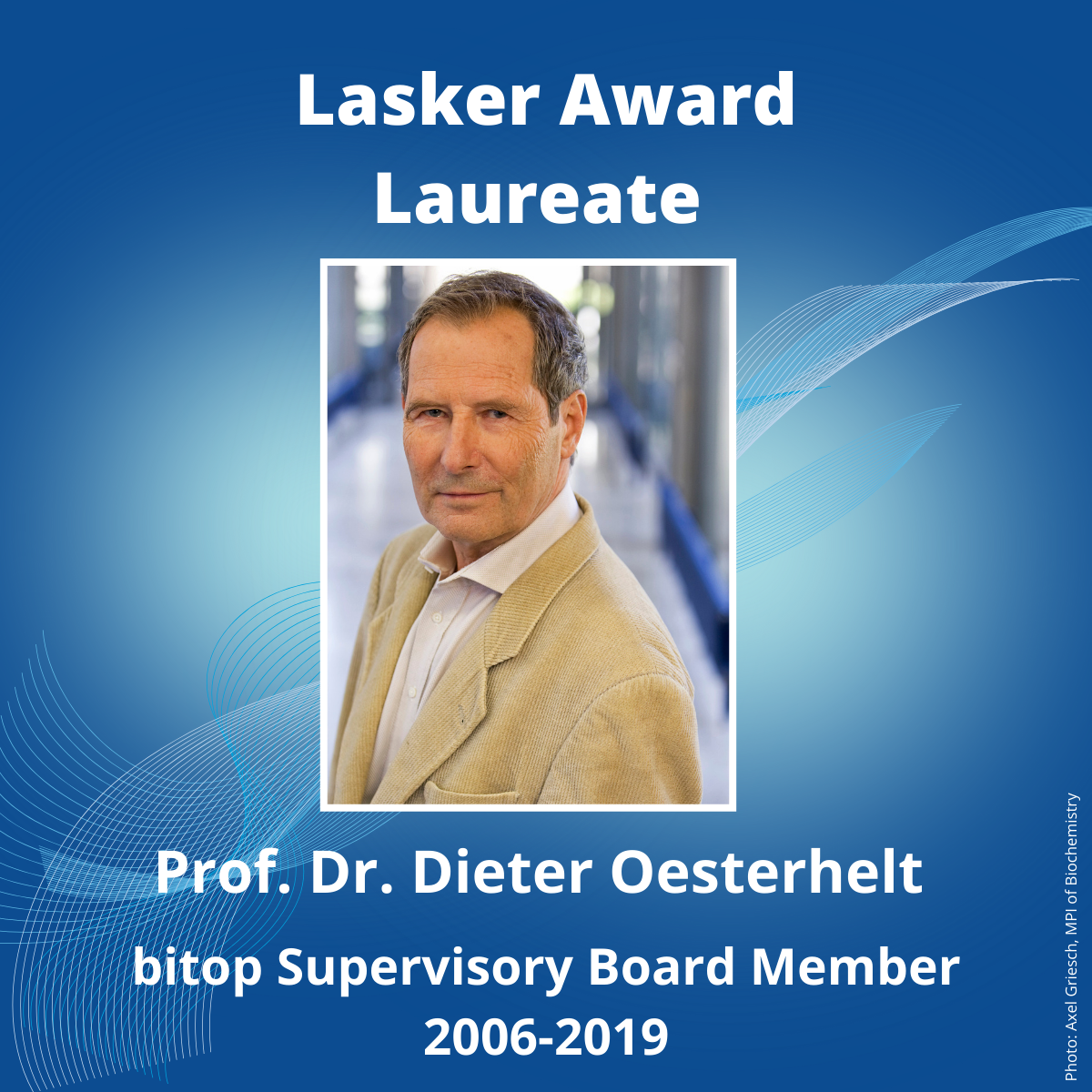 bitop Supervisory Board Member Prof. Dr. Dieter Oesterhelt wins Lasker Award